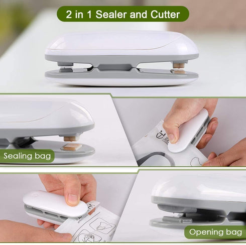 Mini Bag Sealer Heat Seal, 2 in 1 Sealer and Cutter Portable Mini Sealing Household Machine with Detachable Hook for Plastic Bags by AOYEE