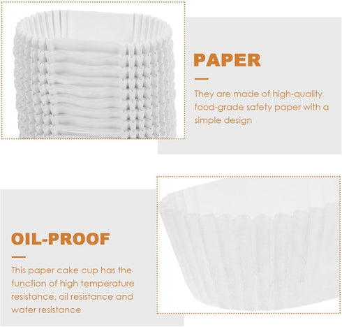 1000 Pcs Boat Shape Paper Cups - Small Oval Cake Baking Cups, Loaf Bread Liners, Cupcake Liners for Muffins and Snacks