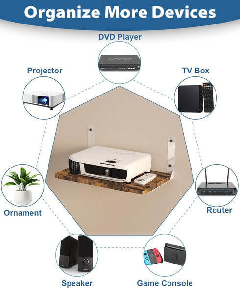 Ardier 24 lbs, Wall-Mounted Projector Shelf, Wooden Media Holder Holds Up to Floating Entertainment Shelves Furniture