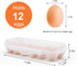 Egg Holder for Fridge, Portable Egg Organizer Tray with Lid, Stackable Storage with Safety Buckle for 12 Eggs