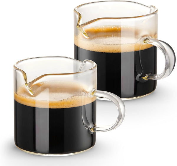Qipecedm Espresso Cups Set of 2, 4 OZ Double Spouts Cups, Shot