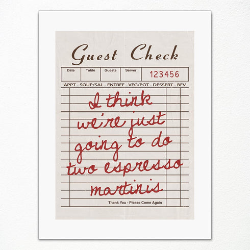 abrtolpffo Guest Check Canvas Wall Art, Vintage Bar Cart Art Print, Red Brown
