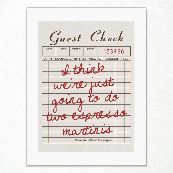 abrtolpffo Guest Check Canvas Wall Art, Vintage Bar Cart Art Print, Red Brown