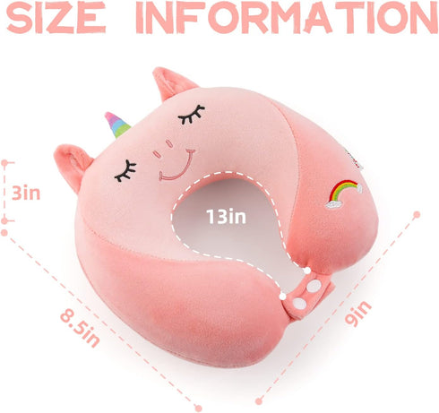 3-8 Niuniu Daddy Unicorn Kids Travel Pillows for Y/O, Travel Essentials for Road Trip Long Flight, Soft Memory Foam