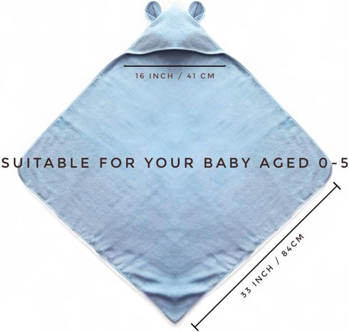 33"x33" 0-5T, Organic Cotton Toddler Poncho Towel Ultra-Soft Hooded Bath & Beach Towel with Bear Ears Absorbent Kids