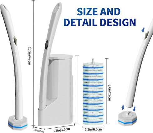 Disposable Toilet Brush Cleaning System with 50 Replacement Brush Heads, Wall Mounted Toilet Wand Kit for Bathroom