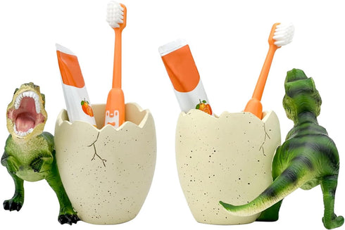 FlidRunest Dinosaur Kids Toothbrush Holders for Bathrooms - Cute Dino Tooth Brush Holder - Easy to Clean Toothbrush