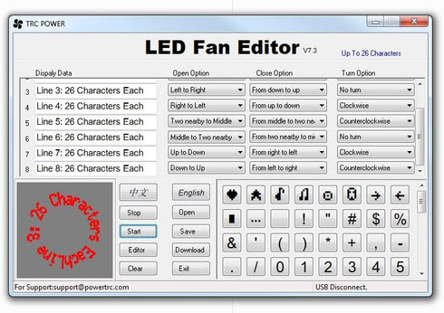 PowerTRC LED Programmable Message Fan with Customized Drawing, USB Powered (Green LED)
