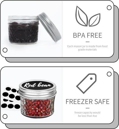 4 OZ 40 PACK VERONES Mason Jars Canning Jars, Jelly Jars With One Piece Regular Lids, Ideal for Jam, Honey, Wedding