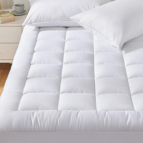 CozyLux Queen Mattress Pad 450GSM Cotton Cover, Deep Pocket Mattress Topper, Non-Slip Breathable and Soft Quilted