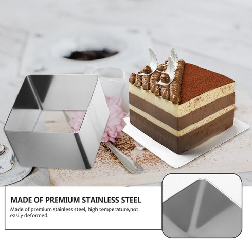 UPKOCH 4" Square Mousse Mold, Stainless Steel Cake Ring for Tiramisu Cheesecake, Dishwasher-Safe