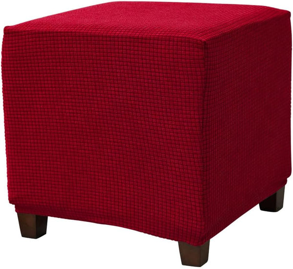 Daunkang Square Ottoman Cover Jacquard Slipcover Storage Ottoman Protector Cover for Footrest Foot