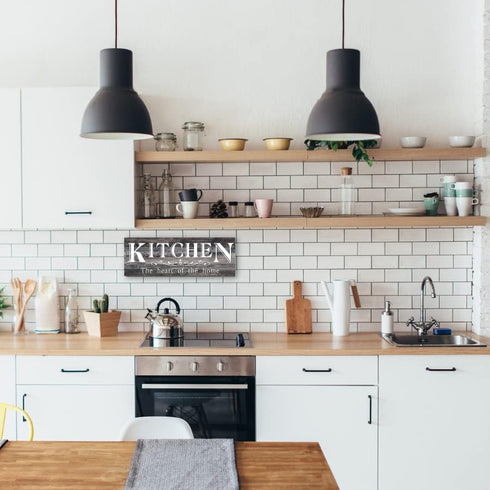 Rustic Grey Wooden Kitchen Wall Sign - Heart of Home Decor
