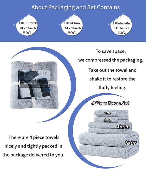 4 Set Sets 1 1 2 Xinrjojo Piece Microfiber Bath Towels Quick Dry Bath Towel Travel Sports Fitness Yoga Towel