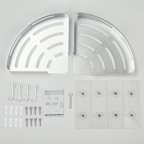 Hoomtaook Corner Caddy Bathroom Shower Shelf, Wall Mounted, No Drilling, 2 Tier Storage Shelves