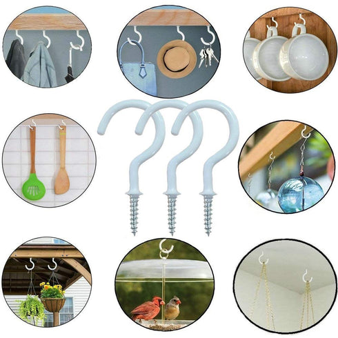 24 Pack 2.9 inch Cup Hooks, Metal Ceiling Hooks, Household Screw-in Utility Storage Hook, White