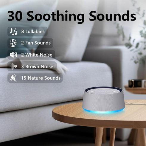 LazyNight 30 12 36 5 Sound Machine with Soothing Sounds White Noise Machine Colors Night Light for Baby Adults Kids