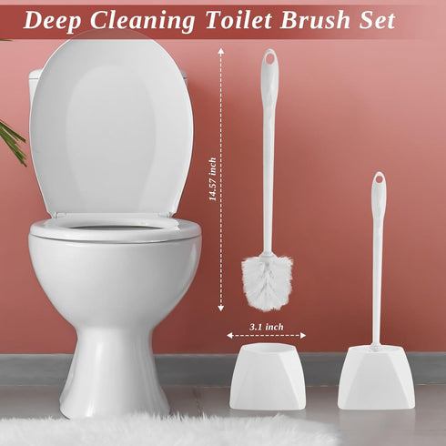 15 Sets Set 16.14 Inch FoldTier Toilet Holder and Brush Toilet Bowl Cleaner Brush with Caddy Bathroom Scrub Plastic