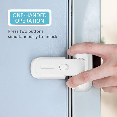 2 Pack Child Proof Fridge Lock, Easy Install Refrigerator Door Latch for Toddlers and Aging Seals (White)