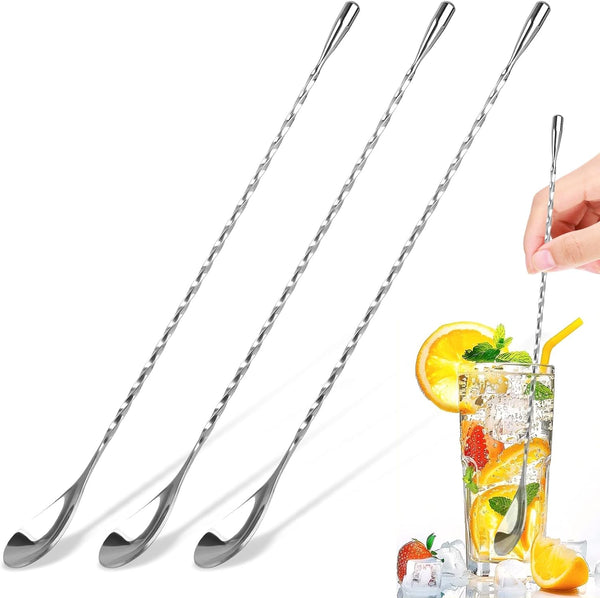 3 PCS 12 Inch Bar Spoon, Stirring Spoons, Cocktail Spoon, Drink Stirrer,