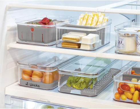 iDesign Crisp Produce Plastic Refrigerator Bin with Lid, Removable Inner Basket, BPA Free, 15.72" x 6.32"