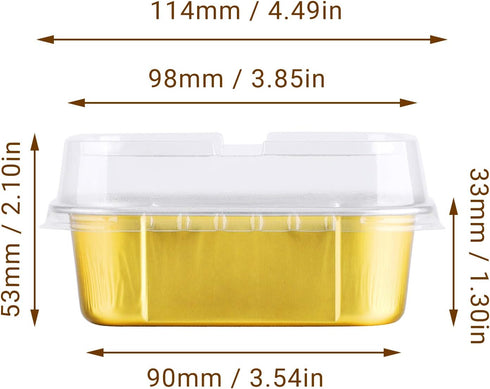 EUSOAR 50pcs 5.7oz Aluminum Foil Baking Cups with Lids, Reusable Cupcake Cups, Gold