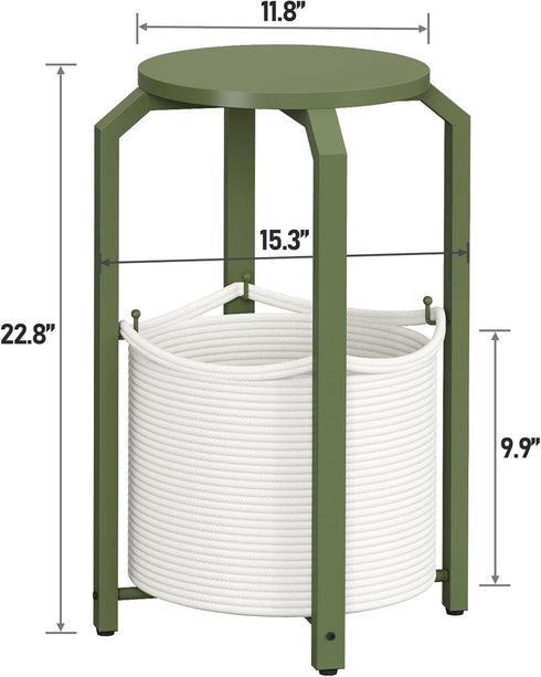 TB01BOG092 TUTOTAK Small Side Table, Round End Table, Night Stand, Bedside Table, Sofa Table with Storage Basket