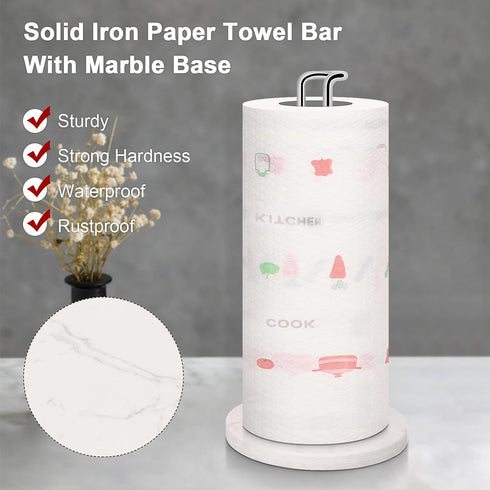 NearMoon Paper Towel Holder Countertop, Sturdy Metal Dispenser with Marble Base for Standard or Jumbo-Sized Towels.