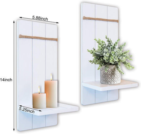 Set 2 HPC Decor Candle Sconces of - Handmade Wall Sconce Candle Holders - White Wood Modern Farmhouse Wall Decorations