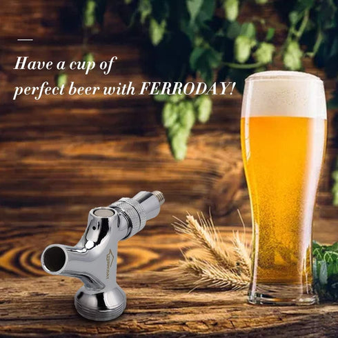 FERRODAY Polished Brass Draft Beer Faucet, Stainless Steel Core for Keg Tap Tower & Kegerator