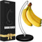 Modern Banana Holder Stand - Patented Tree Hanger with Stainless Steel Rack and Wood Base for Kitchen Use (Black/Silver)