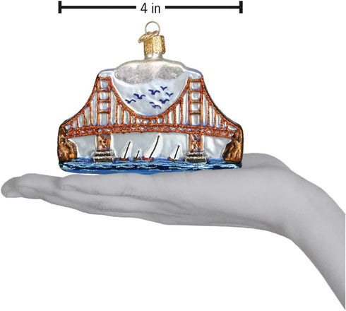 Old World Christmas Cities, Places and Landmarks Glass Blown Ornaments for Christmas Tree, Golden Gate