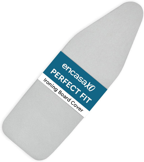 Encasa Homes Replacement Ironing Board Cover & Foam Pad, Heat Reflective 'Metallic Silver Silicone', Fits Standard