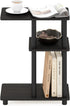 3-Tier Espresso/Black C-Shape Side Table with Shelving