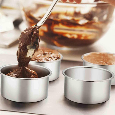 TeamFar 4 Inch Cake Pan, Mini Stainless Steel Baking Tins Set of 3 for Baking and Serving