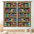 TKUYO Pixelated Bookshelf Curtains, Pixel Print Game Theme Anime Bookcase Educational Window Drapery