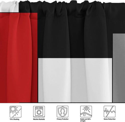 Emvency 2 Pack Valances Window Treatments, Red and Black Geometry Abstract Modern Art, 18x52