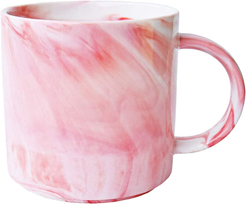 Marbling Ceramic Coffee Mug, 13 Oz Tea Cup for Home and Office, Microwave & Dishwasher Safe (Pink, 1)