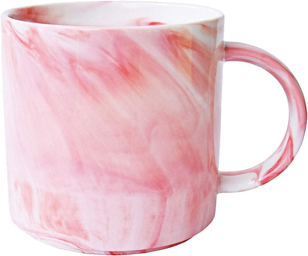 Marbling Ceramic Coffee Mug, 13 Oz Tea Cup for Home and Office, Microwave & Dishwasher Safe (Pink, 1)