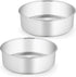 TeamFar Cake Pans, 2 PCS Stainless Steel Round 8 x 3 Inch Deep Baking Pans for Wedding & Birthday, Non-Toxic & Heavy