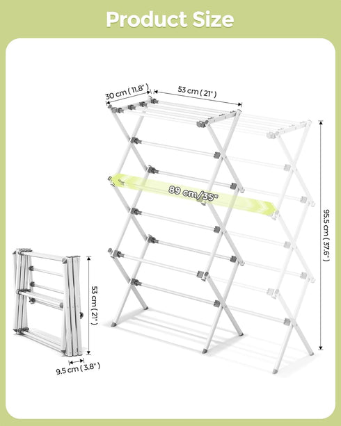 3 APEXCHASER Drying Rack Clothing - Tier Metal Clothes Drying Rack Collapsible, Laundry Drying Rack Expandable, Small