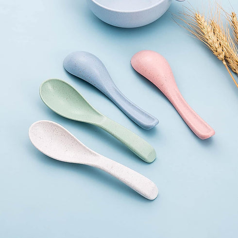 WUWEOT 24 Pack Wheat Straw Soup Spoons, 6 Inches Colourful Unbreakable Meal Spoon for Kids and Adults