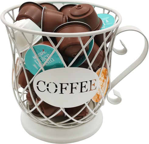Coffee Pods Storage Basket, Coffee Pod Capsule Storage Holder for 35 K Cup Organizer, Coffee Basket Decor for Coffee Bar Countertop-White by MFBJXC