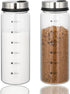 2 Pack Salt and Pepper Shakers, 300ml Glass Spice Jars with Adjustable Pour Holes, Stainless Steel Seasoning Containers