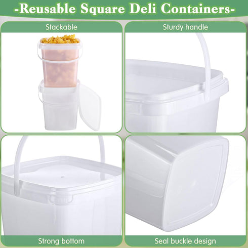 24 Pack 2 Qt/67 Oz Mifoci Plastic Buckets with Lids & Handles, Ice Cream Container, Food Grade, Freezer Safe, Sealable