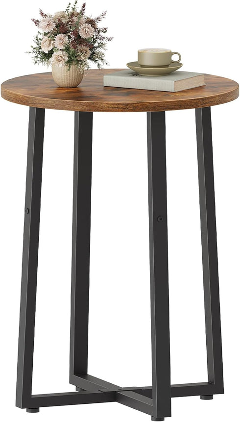 HOOBRO Side Table, Round End Accent Table with Sturdy Metal Frame, 15.7"
