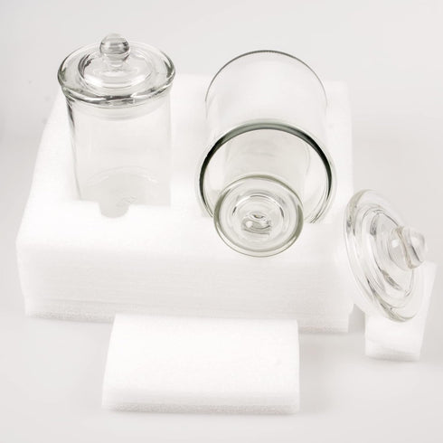 Mini Glass Apothecary Jars - Set of 3 Bathroom Storage Organizer Canisters for Cotton Swabs, Cotton Balls, Makeup