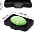 Black Silicone Soap Dish Tray, Self-Draining Holder for Bar Soap, Plastic-Free Soap Dishes for Kitchen Counter