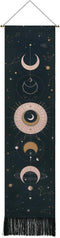 Lyacmy Moon Phase Wall Hanging Art, Bohemian Tapestry for Room (Black, 12.8 x 51.2 inches)