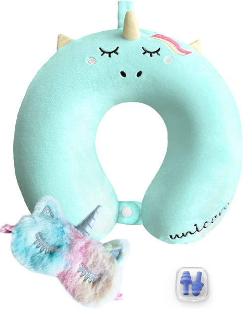 urnexttour Neck Travel Pillow for Kids, Unicorn Airplane Memory Foam Pillow with